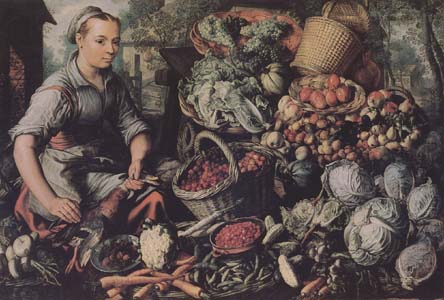 Joachim Beuckelaer Market Woman with Fruit,Vegetables and Poultry (mk14)